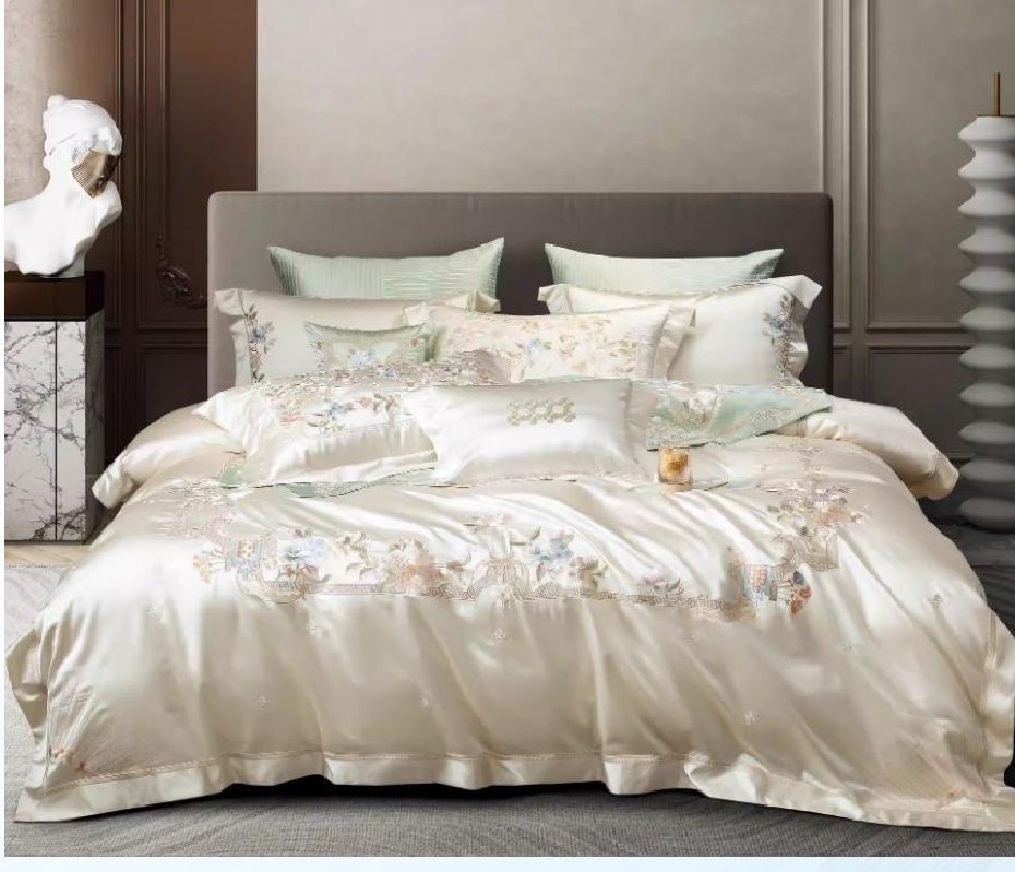 Hotel linen and bedding programme displayed for hospitality clients