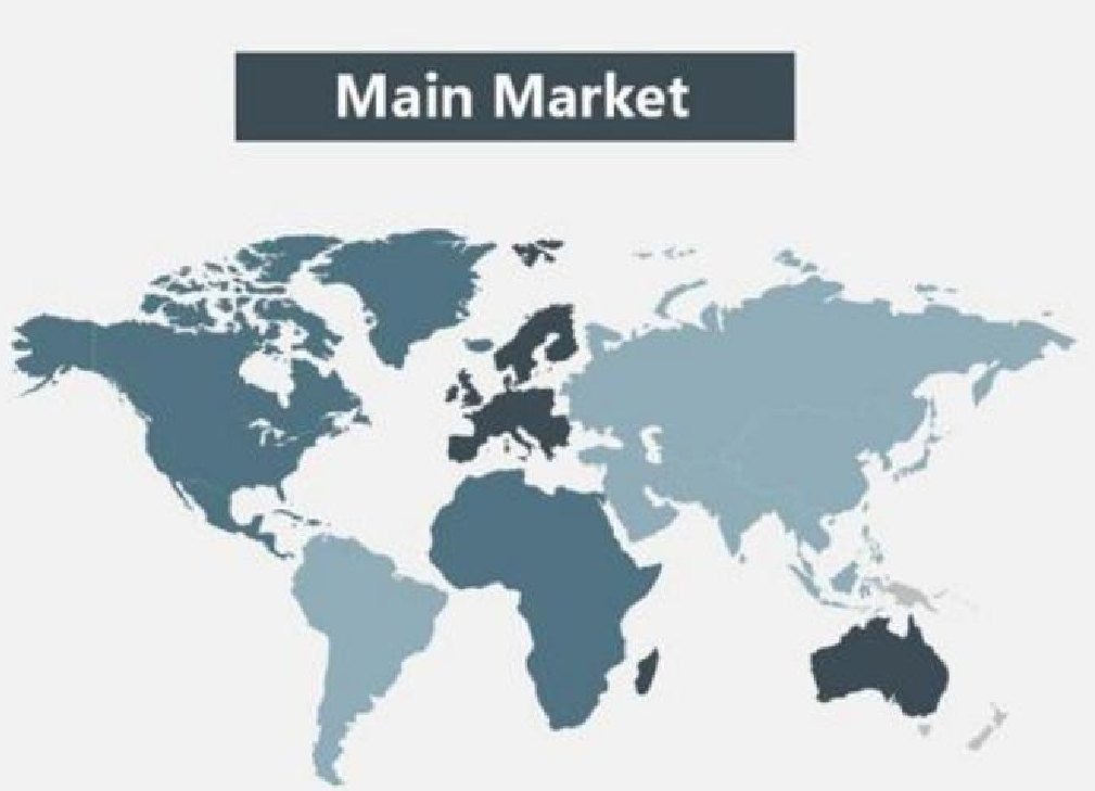 World map marking WISH TEXTILE main export markets across Europe, South East Asia, Japan, UK, USA and Australia