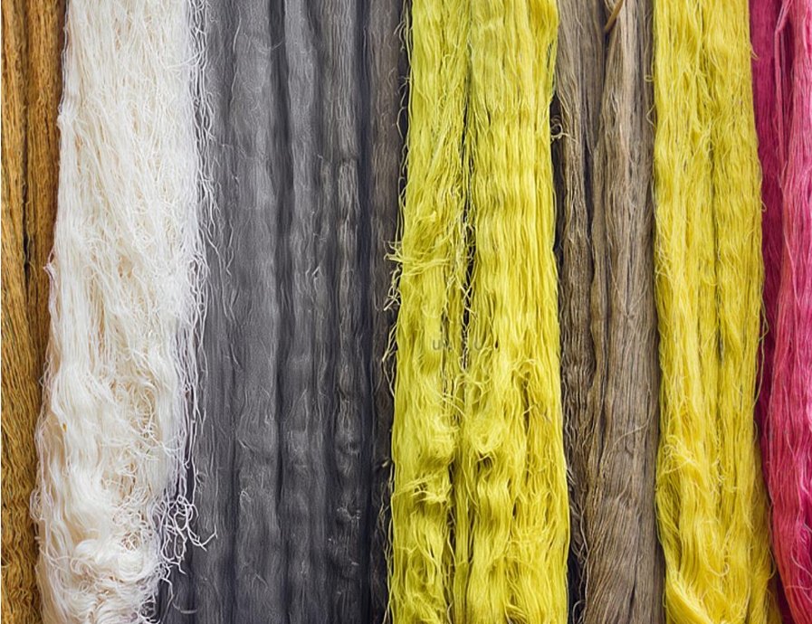 Natural plant dyeing colours applied to home textile fabrics